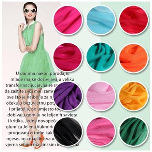 LEO&LIN Hot New Summer candy width Silk yarn cloth Linings Fabric 12 colors (1 meter)