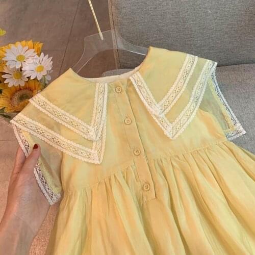 Girls Summer Dresses Childrens 2021 Summer Kids Dresses for Girls Baby College Style Vest Dress Childrens Princess Lace Dresse