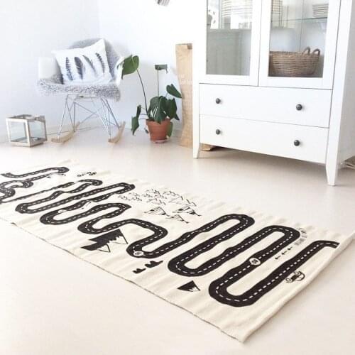 Mylb 180cm*70cm Nordic Style Fashon Canvas Forest Track Runway Play Game Mats Baby Kids Crawling Blankets Floor Carpet Children