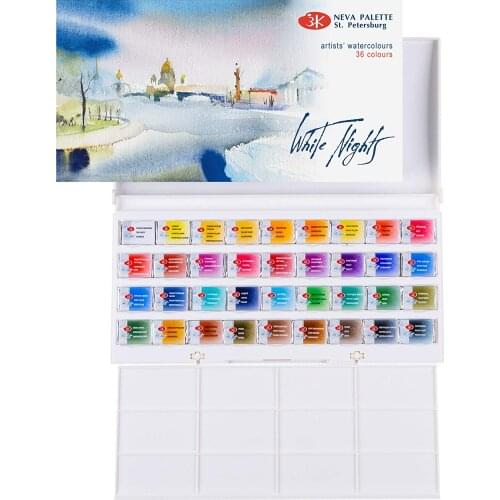 Russian White Nights Sonnet Artists Watercolour Paint Set 12/16/24/36 Full Pans for Professionals, Beginners and Enthusiasts