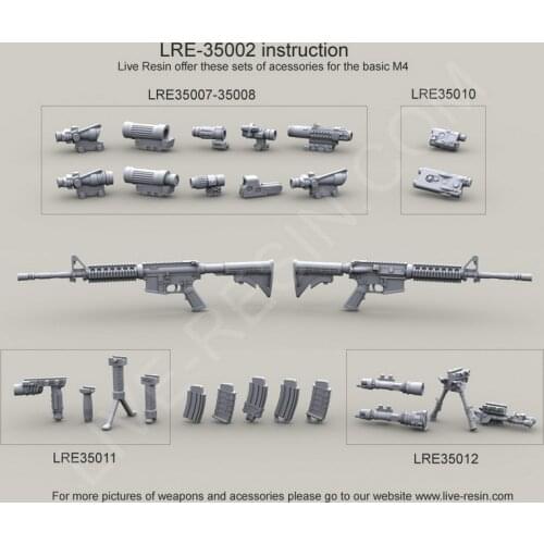 [Scale Model Kit] Live Resin LRE-35002 1/35 US Army M4 carbine with rail interface system