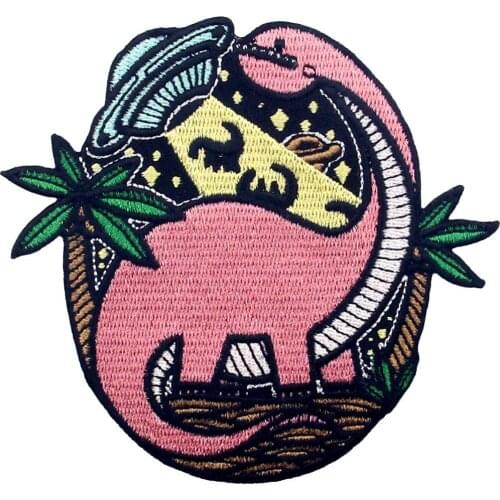 Embird patches Embroidered badge Get In Dinosaur UFO Alien ceo-friendly handmade 3D patch for backpacks patch