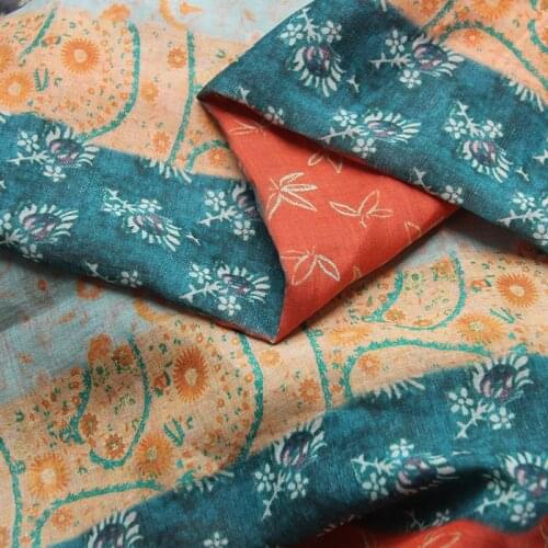 Natural ramie fabric Color digital printing tissu Dress skirt Handmade material