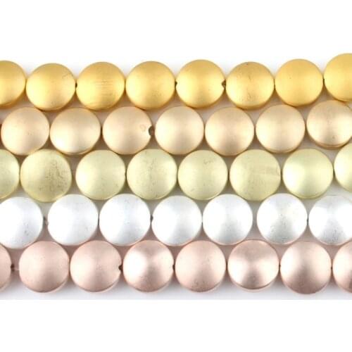 Natural Stone Frosted Rose Gold Hematite 4x8mm Coins Round Loose Spacer Beads For Jewelry Making bracelets 15inches