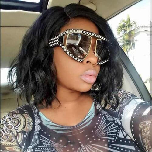 New Fashion Large Frame Pearl Sunglasses for Women luxury Brand 2020 Shades Mirror Oversized Sun glasses Men Women UV400