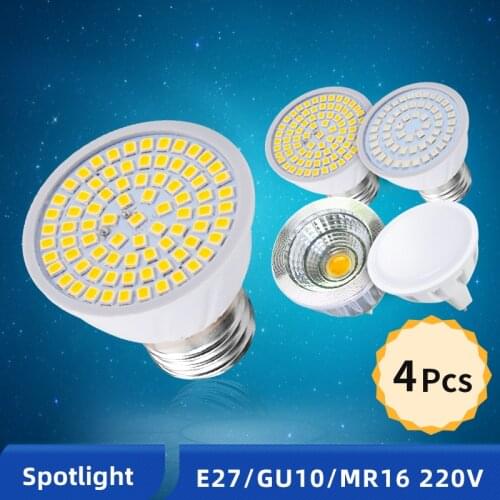 OK-B 4Pcs/Lot E27 LED MR16 GU10 Lamp Spotlight Bulbs Bombillas 220V 240V LED Spot Light SMD 2835 Lampara High Bright Home Lights
