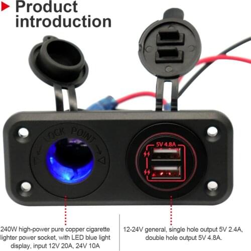 Dual USB Socket Panel with Screw Waterproof Power Socket Adapter Kit Dual USB