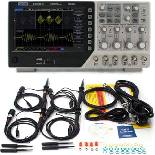 Hantek DSO4254C Digital Storage Oscilloscope 4 Channels 250Mhz LCD PC Portable USB Oscilloscopes +EXT+DVM+Auto range function