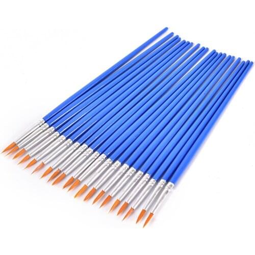 Professional 10pcs Wooden Handle Paintbrush Oil Acrylic Brush Watercolor Pen Nylon Hair Paint Brushes School Office Art Supplies