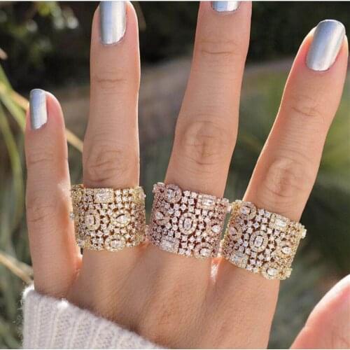 Clear white stone with white gold-color micro pave setting angel wings wedding ring for women