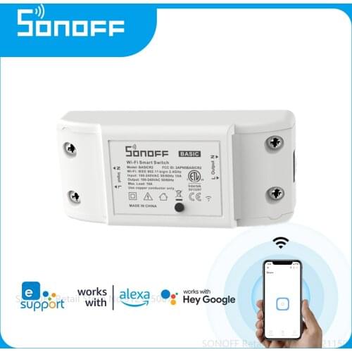 Sonoff Basic R2 Wifi DIY Smart Switch Remote Controller Smart Home eWeLink APP Control Work with Alexa Google Home Outlets