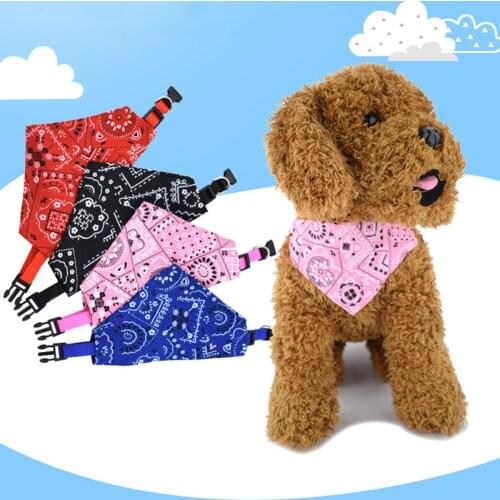 Adjustable Dog Triangle Scarf Washable Puppy Saliva Towel Cute Printing Triangle Scarf For Small Medium Dogs Pet Accessories