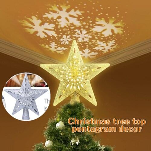 Christmas Tree Ornament Pentagram Lights LED Star Snowflake Projector Night Lamp Home Decor for Christmas Party