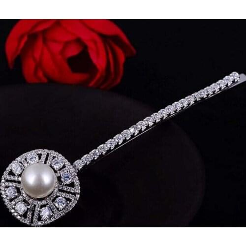 Micro AAA grade zircon inlaid gilt high-grade pearl hairpin hairpin a font folder