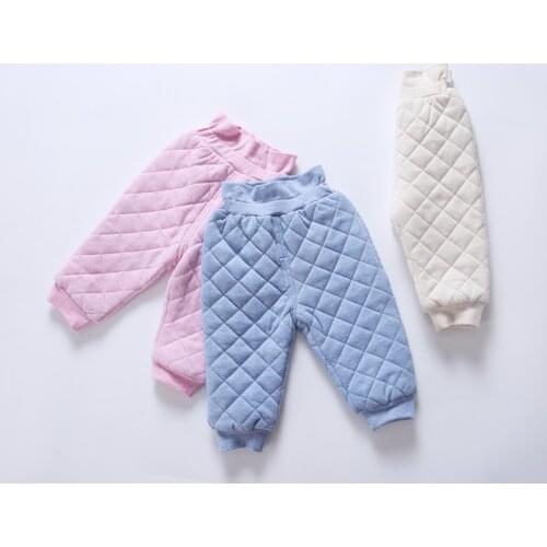 Baby clothes winter warm baby girls pants 100% cotton baby boys pant clothes kids trousers high waist padding quilted baby pants