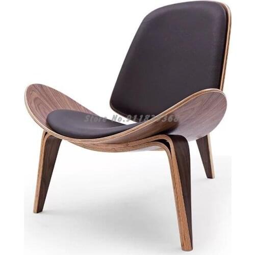 Nordic solid wood leisure net red chair creative simple designer single sofa chair smile aircraft shell chair