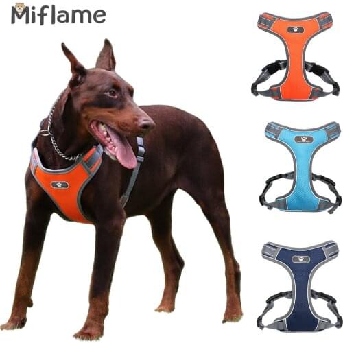 Miflam Reflective Dog Harness Solid Dog Collar For Pet Harness Breathable Medium Large Dog Accessories Labrador Chihuahua Collar