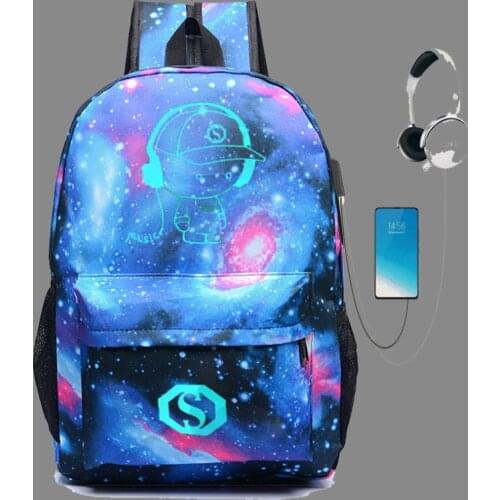 Luminous School Bag Backpack for Teens Girls Boys Waterproof Backpack with USB Charger Port and Lock & Pencil Case Lightweight