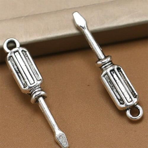 BULK 30pcs Tibetan Silver Plated Hardware Screwdriver Charms Pendants Nickle Free Zinc Alloy Metal DIY Jewelry 31*6mm