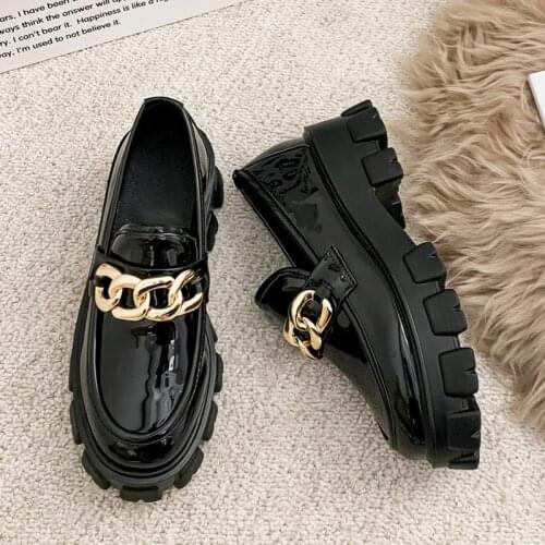 2021 Women Flats Lolita Mary Jane Shoes For Woman Spring Platform Ladies Loafers Vintage Soft Slip On Chain Oxford Shoes