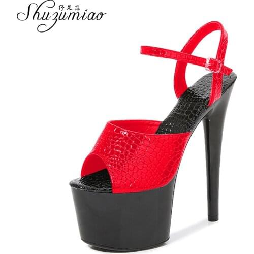 Shuzumiao Gladiator Mixed Colors Women Shoes Sexy 2021 High Heels Platform Sandals 15 17 CM Thick Bottom Ladies Stripers Heels