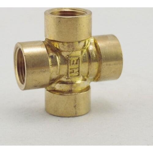 1pcs 4 ways 1/4" BSP Cross Female Connection Pipe Brass Coupler Adapter