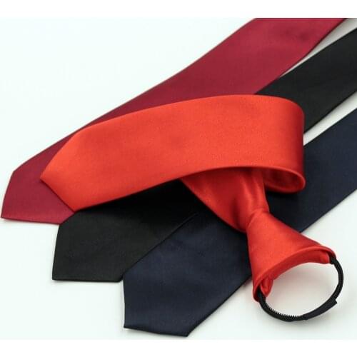 1 piece Pre-tied Shiny Students Zipper Ties For Men Boys Girls Slim Narrow Necktie Solid Red Black Navy Blue Color 5cm Width