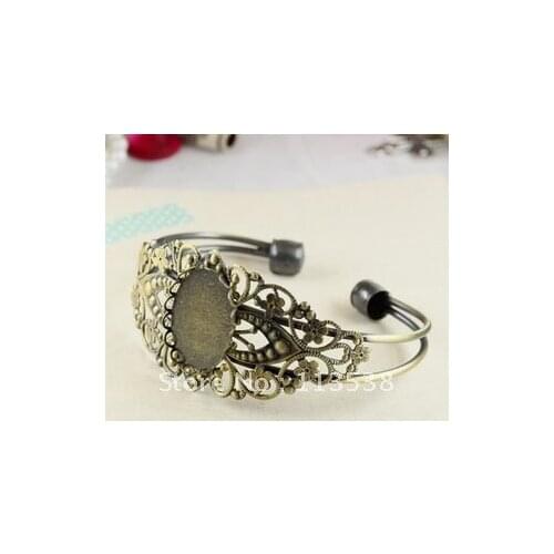 18*25mm Copper plating Green ancient 20pcs bracelet/bangle BLANK Jewelry Making Findings