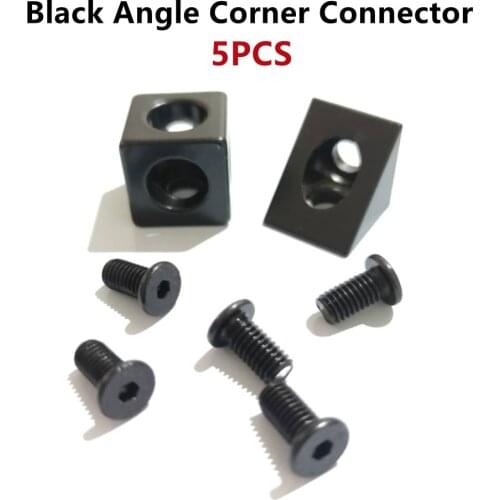 5PCS Black Angle Corner Connector 90 Degree Angle Bracket 3D Printer Accessories Aluminum Profile Black Triangle Square Bracket