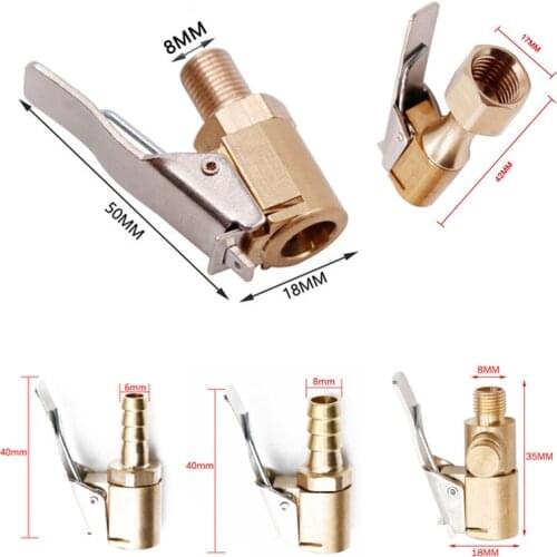 Car Air Pump Thread Nozzle Brass 8mm Tyre Wheel Tire Air Chuck Inflator Pump Valve Clip Clamp Connector Adapter Car Accessories