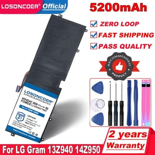 5200mAh LBG722VH Laptop Battery For LG Gram 13Z940 14Z950 EAC62198201 13ZD940 14ZD960-GX5GK EAC621982 LBP7221E 7.6V 30.40Wh
