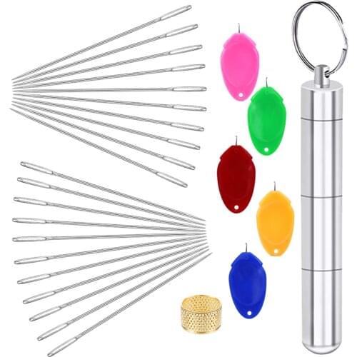LMDZ Leather Hand Sewing Accessories Needle Large Eye Needles Kit DIY Threader Leather Hand Sewing Accessories Needle Tools