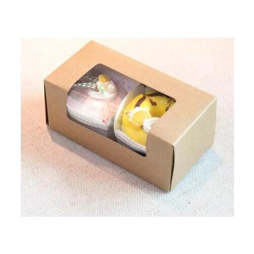 Free ship10pcs Long Kraft Brown Wedding Candy paper Box with transparent pvc Window,Birthday Gift Box favor window cardboard box