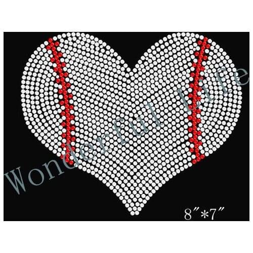Free Shipping love ball heart with red with white Diamante Motif Rhinestone Transfer