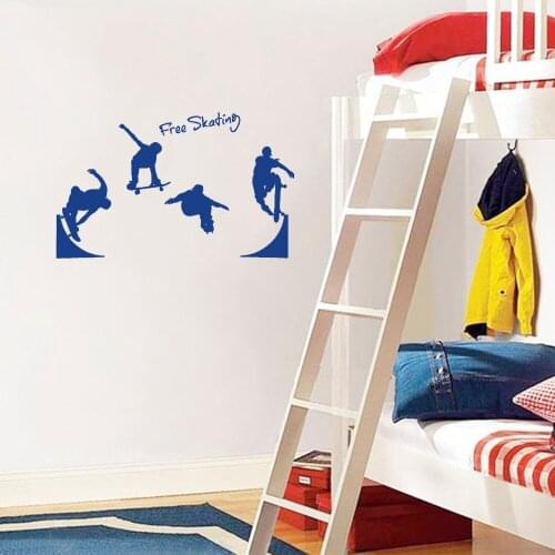 Free Skating Skateboard Vinyl Sport Wall Sticker Wall Decal Home Decor Removable wall art mural For Boys Living Room CX282