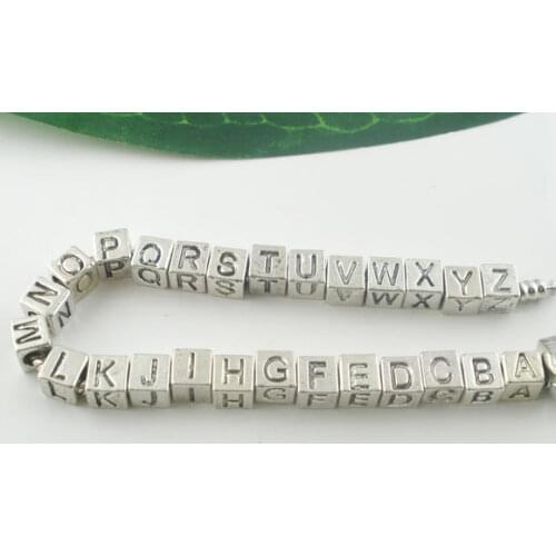26 PCs Silver Color All Alphabet letters(A-Z)Charms Beads Fit European Charm 7x7mm (B03760)