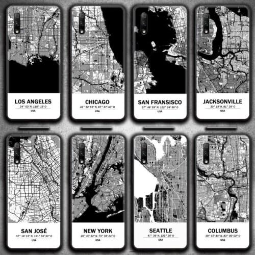Travel Country Sketch City Map Phone Case for Huawei Honor 30 20 10 9 8 8x 8c v30 Lite view 7A pro