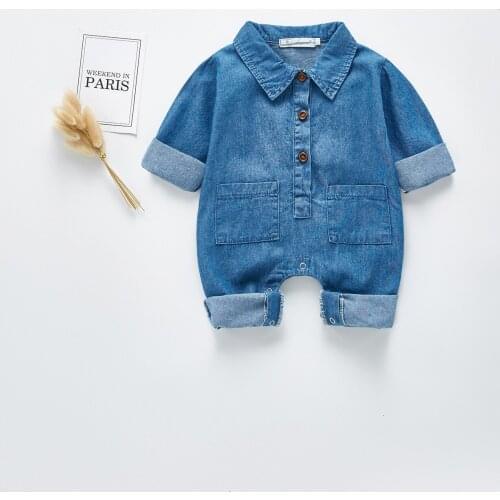 Baby Denim Rompers Spring Autumn New 2020 Long Sleeve Cotton Clothes for Boys Girls Romeprs Jumpsuit Infant Clothing