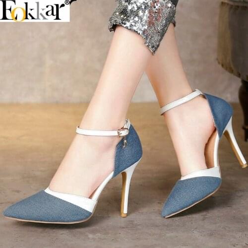 Eokkar 2019 Women Shoes Women Pumps Platform Thin High Heel Pointed Toe All Match Party Shoes Ladies Pumps Big Size 34-43