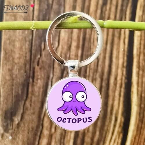 FIMAODZ Cute Starfish Shell Octopus Keychain Turtle Whale Ocean Theme Glass Crystal Pendant Alloy Key Chain Charm Animal Keyring