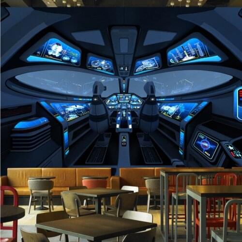 Photo wallpaper 3D Stereo Cosmic Space Cabin Spacecraft Restaurant Mural Background Wall corridor Wallpaper