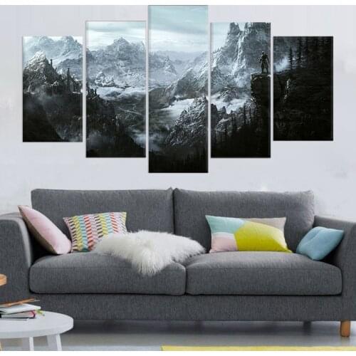 HD 5 piece canvas painting v skyrim posters and prints pictures for living room wall art home Living Room decor