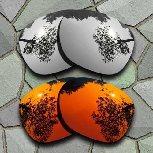 Chrome&Red Orange Sunglasses Polarized Replacement Lenses for Oakley Garage Rock