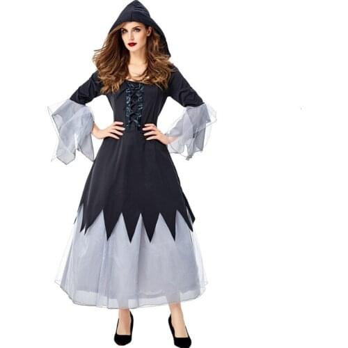 JIEZuoFang Witch Cosplay Costume Ghost Bride Halloween Costume Women Soft Dress Vampire Witch Dress Carnival Costume
