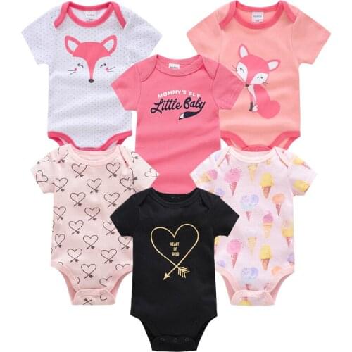 Kavkas Baby Girl Bodysuit 3 6 Pcs/lot Cute Lovely Print Newborn Cotton Clothes Toddler Boy Jumpsuit 0-3m O-neck Overalls