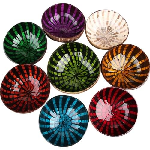 Creative Natural Coconut Bowl rectangle Creative Ornament Bowl Eco Friendly Soup Salad Noodle Storage Section Coconut Bowl