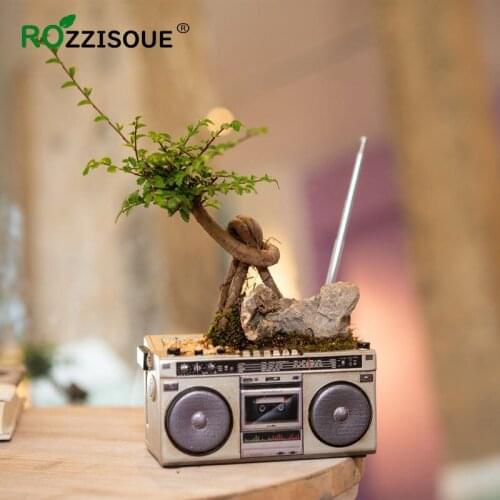 Creative Vintage Tape Recorder Potted Resin Flower Pots Decorative Garden Home Storage Crafts Office Decor Maceta Suculenta