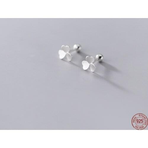 LKO 925 Sterling Silver Earrings Fashion Minimalist Clover Screw Stud Earrings For Women Sweet Lucky Fine Jewelry Accessories