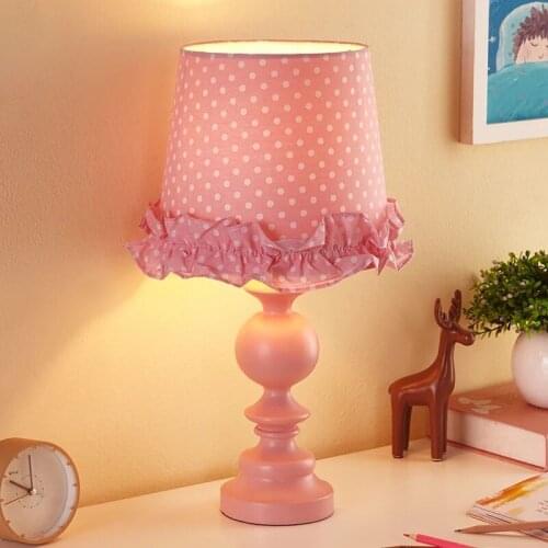 Lovely Romantic Princess Pink Resin Fabric E27 Table Lamp for Bedroom Girls Room Gifts Bedside H 45cm