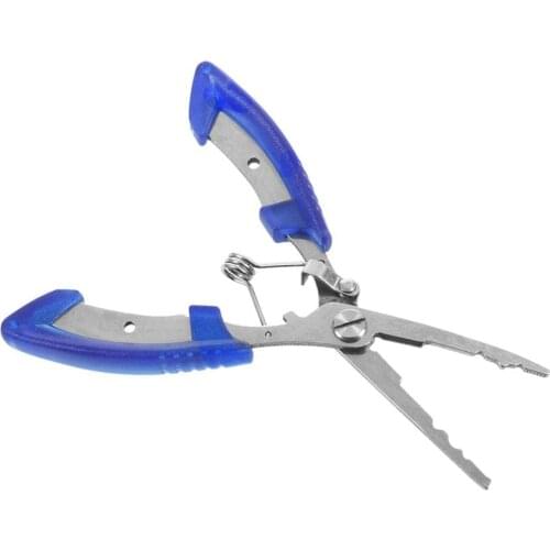 Multipurpose Lure fishing Fish Flier Stainless Steel Crimp Plier PE line Cutters Blue Silver